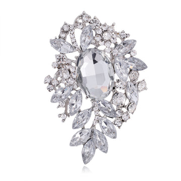 Flower Crystal Eleven Designs Metal Brooch Pin for Jackets and Lapels