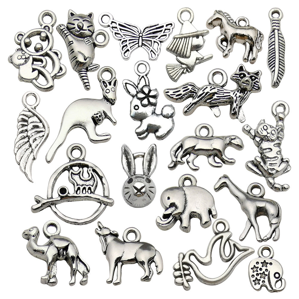 Antique Silver Zinc Alloy Elephant Cat Dog Charm Pendants for DIY Bracelet Keychain Jewelry