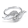 Silver Tone Angel Wing Clear Stone Open Band Statement Ring view 2