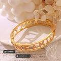 Gold Steel Rose FAMILY Letter Pink Heart Hinge Bangle view 2