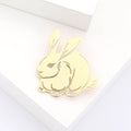 Flat Outline Rabbit Brooch in Polished Gold or Silver Tone view 4