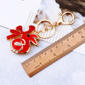 Red Jeweled Fortune Rabbit Keychains in Plain and Fortune Braided Options view 3