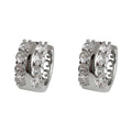 Silver Tone Double Row Clear Stone Huggie Hoop Earrings view 5