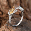 Two-Tone Silver Bird Flower Open Adjustable Finger Ring view 5