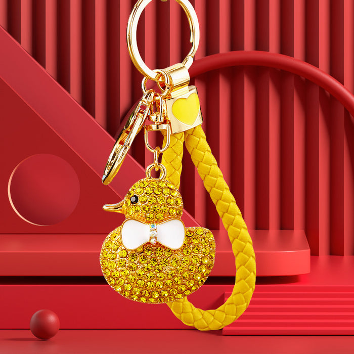 Jeweled Duck Keychains in Four Colors with Braided Wrist Loops