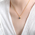 Gold Square Stone Pendant Necklace Pink Clear Blue Red view 8