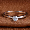 Bezel-Set Round Clear Solitaire Ultra-Slim Ring Silver Tone view 3