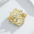 Flower Openwork Enamel Pearl Look Metal Brooch Pin view 3