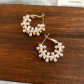 Clustered Faux Pearl Hoop Earrings With Gold Tone Hardware view 6