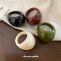 Glossy Resin Dome Chunky Ring Red Green Black Cream view 3