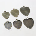 Heart Cabochon Pendant Trays in Silver and Antique Bronze view 2