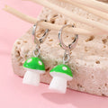 Silver Tone Mushroom Huggie Drop Earrings in Six Colors view 8