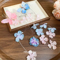 Fabric Butterfly Flower Tassel Hair Clips Pink Blue view 2