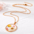 Gold Tone Mixed Shape Resin Pressed Flower Pendant Necklaces in Eleven Designs view 4