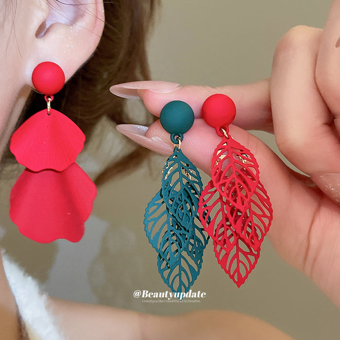 Colorful Leaf And Petal Drop Earrings In Two Designs