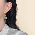 Jade Tone Chinese Style Pearl Drop And Stud Earrings view 3