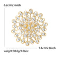Round Crystal Sunburst Brooch in Silver or Gold Tone view 7