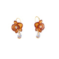 Amber Translucent Flower Clear Teardrop Hook Earrings view 5