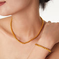 Gold Twisted Cuban Link Chain Necklace And Bracelet view 4