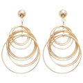 Layered Metal Circle Drop Earrings with Reflective Details view 5