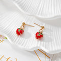 Enamel Fruit Stud Earrings Gold Posts Strawberry 14 Styles view 11