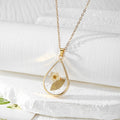 Gold Teardrop Dried Flower Resin Pendant Necklaces 18 Styles view 3