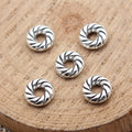 Antique Silver Twisted Ring Metal Spacer Bead Component view 2
