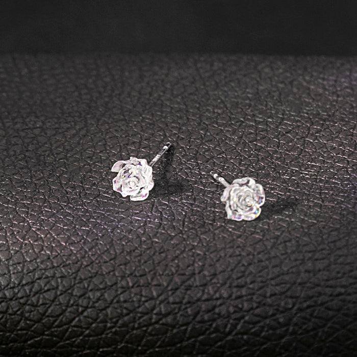 Clear Translucent Camellia Delicate Small Stud Earrings