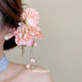 Pink Fabric Flower Blossom Duckbill Hair Clip Styles view 3