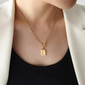 OT Toggle Square Tag Pendant Necklace Triangle Stone Accent view 7