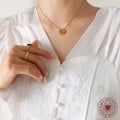 Openwork Rose Flower Pendant Shell Inlay Necklace Tones view 3