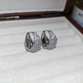 Silver Pave Teardrop Hoop Earrings With A Silver-Tone Finish view 6