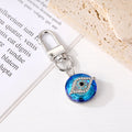 Gold and Silver Tone Blue Crystal Evil Eye Clip Keychains view 3
