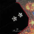 Silver Tone Clear Stone Snowflake Stud Earrings For Women view 3