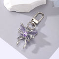 Silver Tone Crystal Winged Fairy Clip Keychains in Five Colors view 3