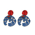Red And Blue Layered Floral Drop Earrings With Cutout Petals view 5