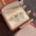 Clear Stone Snowflake Cluster Pearl Look Dangle Stud Earrings view 3