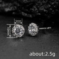 Round Clear Solitaire Halo Stud Earrings In Silver Tone view 4