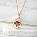Gold Teardrop Dried Flower Resin Pendant Necklaces 18 Styles view 2