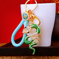 Jeweled Auspicious Snake Keychains with Fortune and Loose Heart Loop Options view 4