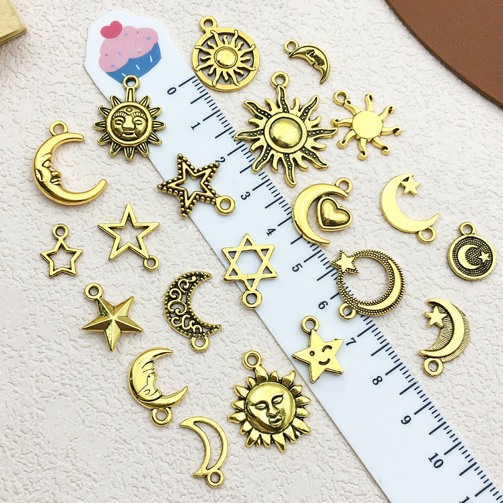 Antique Gold Zinc Alloy Sun Moon Star Charm Pendant for DIY Necklace Earring Jewelry Making