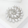 Spiral Faux Pearl Brooch in Gold or Silver Tone Finish view 4