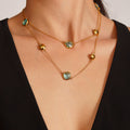 Gold Stainless Steel Long Czech Glass Station Necklace 80cm view 4