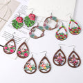 Silver Tone Tropical Flower and Flamingo Acrylic Hook Earrings view 1