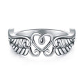 Silver Angel Wings Open Heart Band Ring Sizes 6-10 view 2