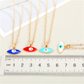Gold Tone Pointed Oval Enamel Evil Eye Pendant Necklaces in Four Colors view 2