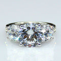 Silver Tone Three Stone Round CZ Ring Engagement Style view 4