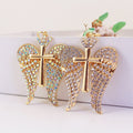 Rhinestone Angel Wings Cross Crown Gold Tone Keychain view 8