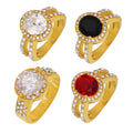 Gold Halo Oval Zircon Rings Clear Red Black Multi Sizes view 5