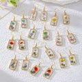Rectangular Gold Frame Dried Flower Resin Earrings 10 Styles view 1